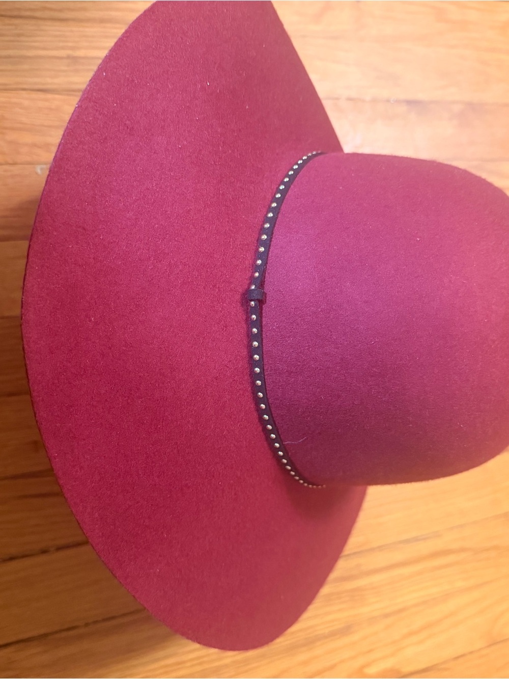Classic Women’s Wide Brim 100% Wool Floppy Hat by C in Wine - Picture 2 of 10